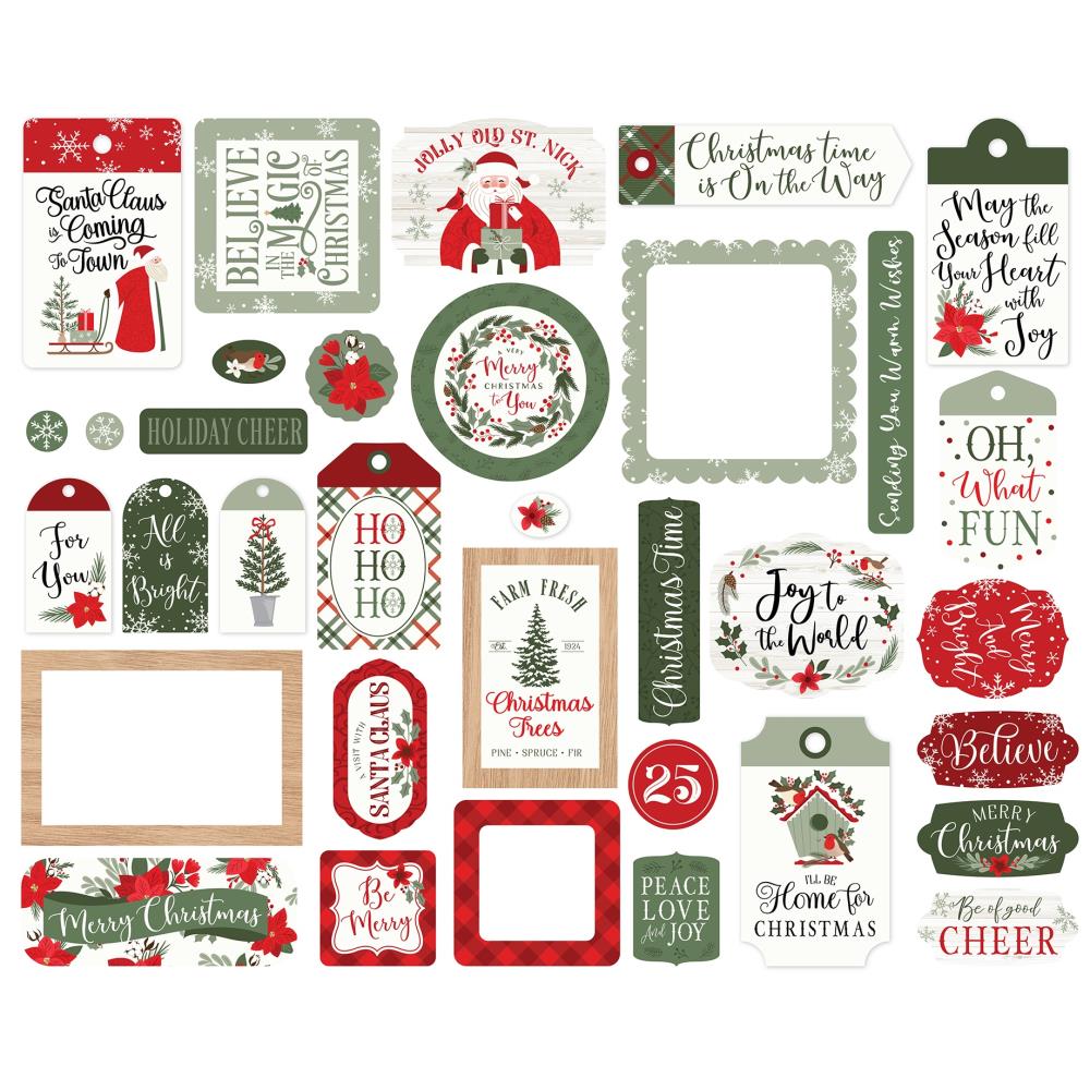 Echo Park Cardstock Ephemera-Titles & Phrases, Christmas Time