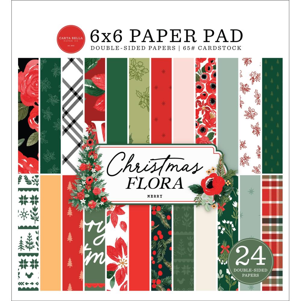 Carta Bella Merry Christmas Flora 6 x 6 Paper Pad cbmcf332023