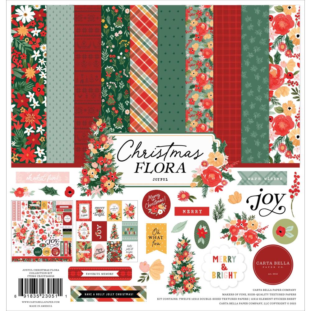 Carta Bella Joyful Christmas Flora 12 x 12 Collection Kit cbjcf340016