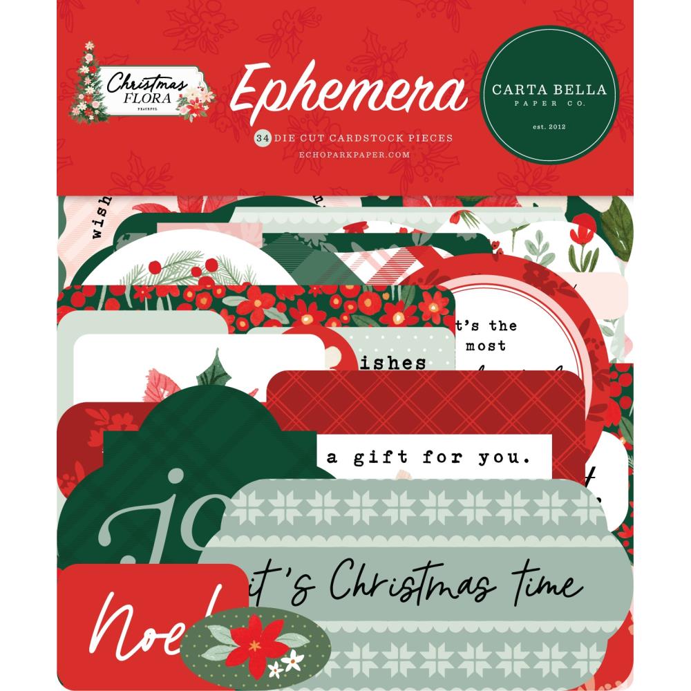 Carta Bella Merry Christmas Flora Ephemera Cbmcf332024
