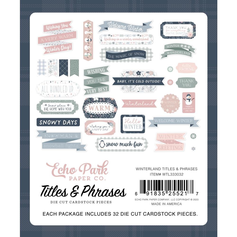 Echo Park Winterland Titles And Phrases wtl333032 back of pack