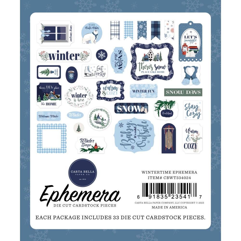 Carta Bella Wintertime Ephemera cbwt334024 back of pack