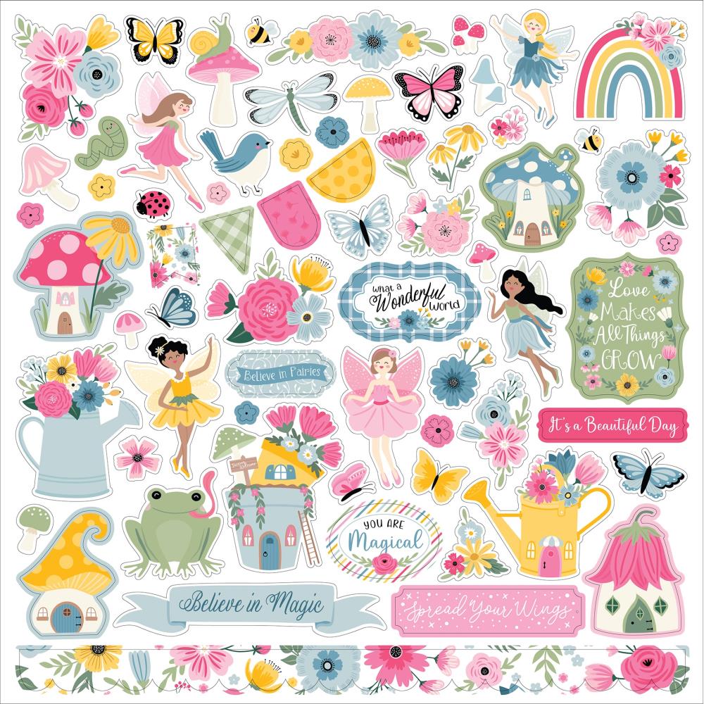 Echo Park Fairy Garden 12 x 12 Collection Kit fg338016 Sticker Sheet