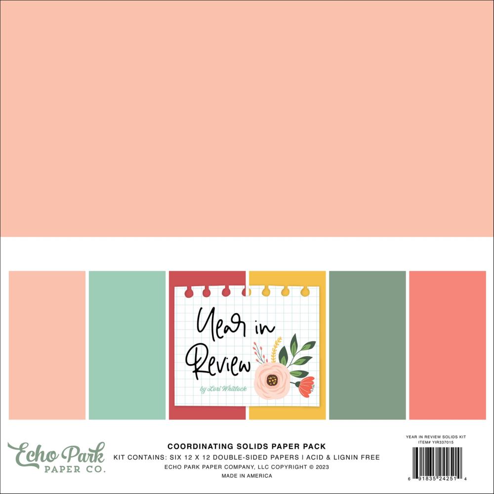 Echo Park Year In Review 12 x 12 Solids Paper Pack yir337015