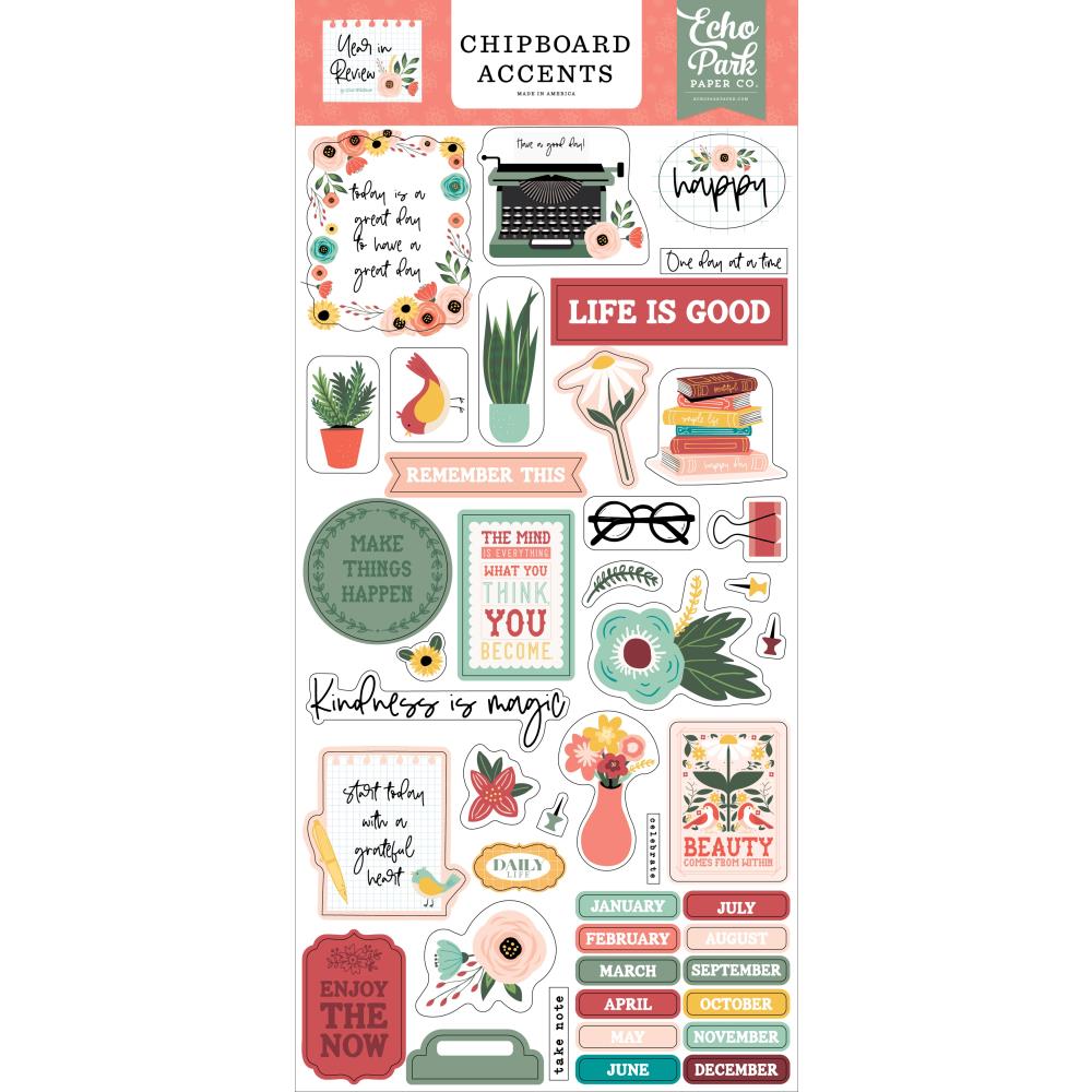 Echo Park Year In Review 6 x 13 Chipboard Accents yir337021