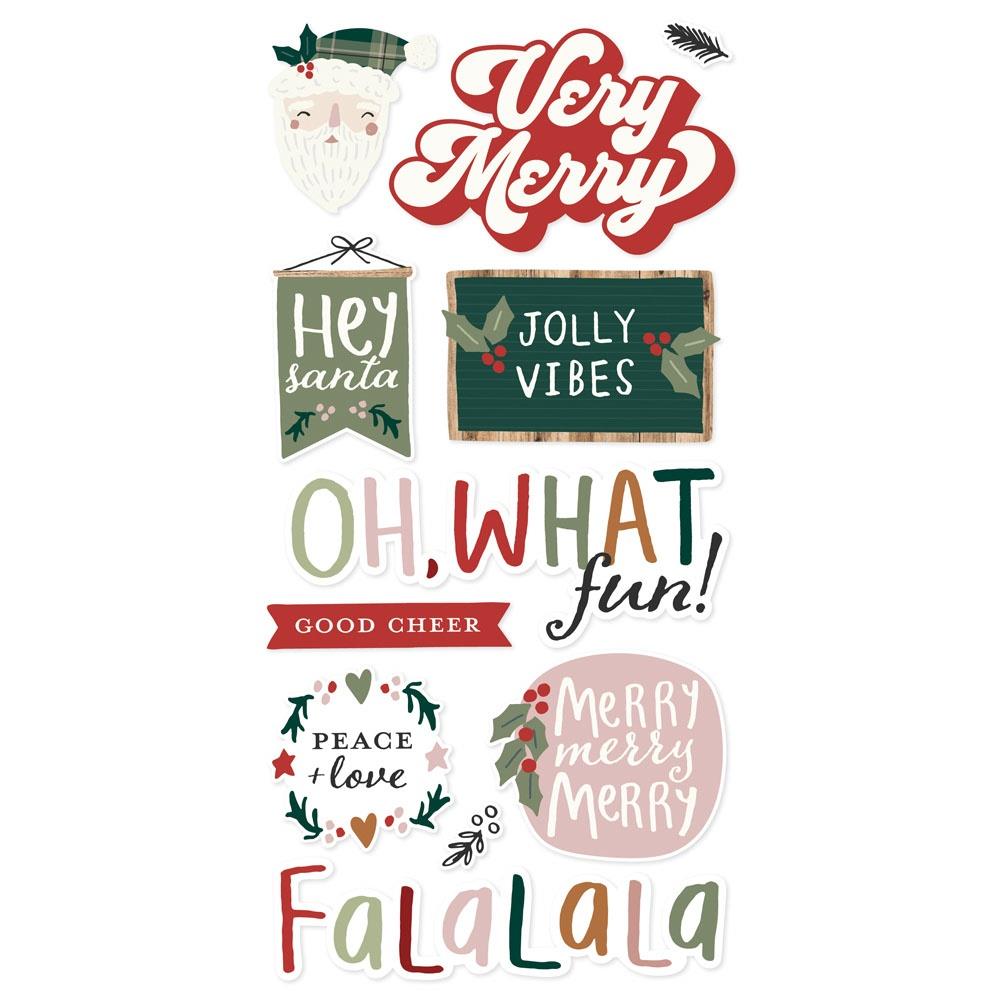 Simple Stories Boho Christmas Foam Stickers 20623 Front View of Product Without Packaging