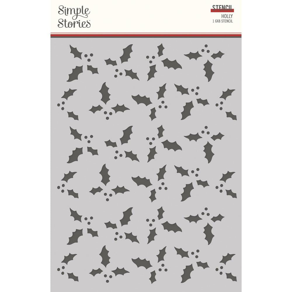 Simple Stories Vintage Dear Santa Holly 6 x 8 Stencil 20834