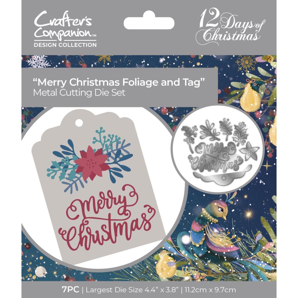 Crafter's Companion Merry Christmas Foliage and Tag Die Set tdc-md-mcf