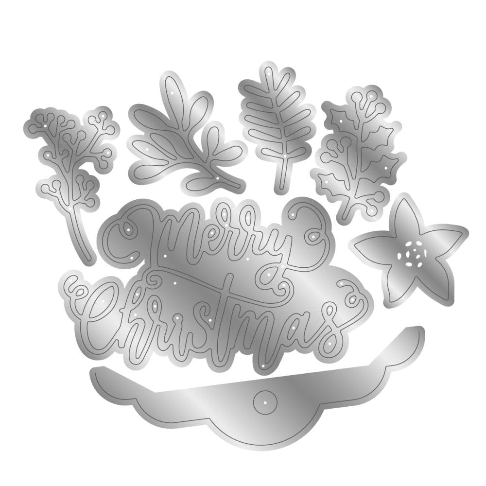 Crafter's Companion Merry Christmas Foliage and Tag Die Set tdc-md-mcf Product View Without Packaging
