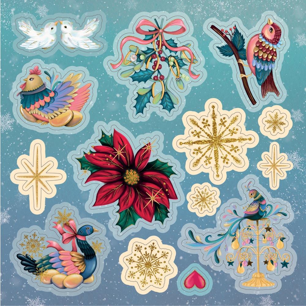 Crafter's Companion Twelve Days Of Christmas 8 x 8 Topper Pad tdc-qtop8 Partridge, Turtle Dove, French Hen, and Goose