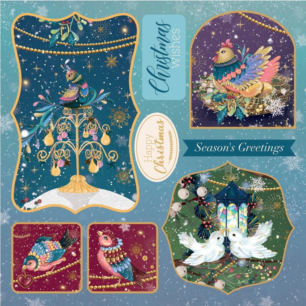 Crafter's Companion Twelve Days Of Christmas 8 x 8 Topper Pad tdc-qtop8 Partridge In A Pear Tree, French Hen, Turtle Doves, and Calling Birds