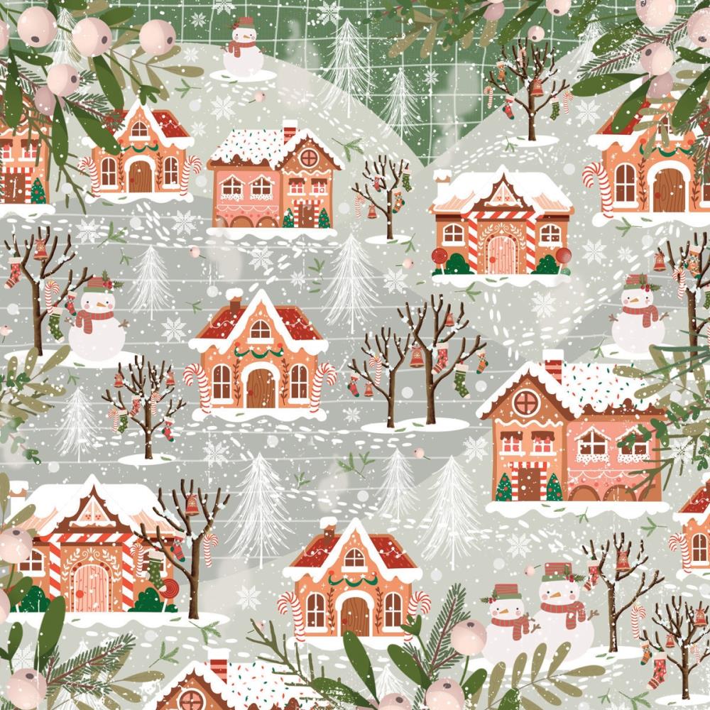 Crafter's Companion Christmas Cheer 12 x 12 Paper Pad cc-pad12-chch Detailed Product View Snow Covered Houses and Snowmen