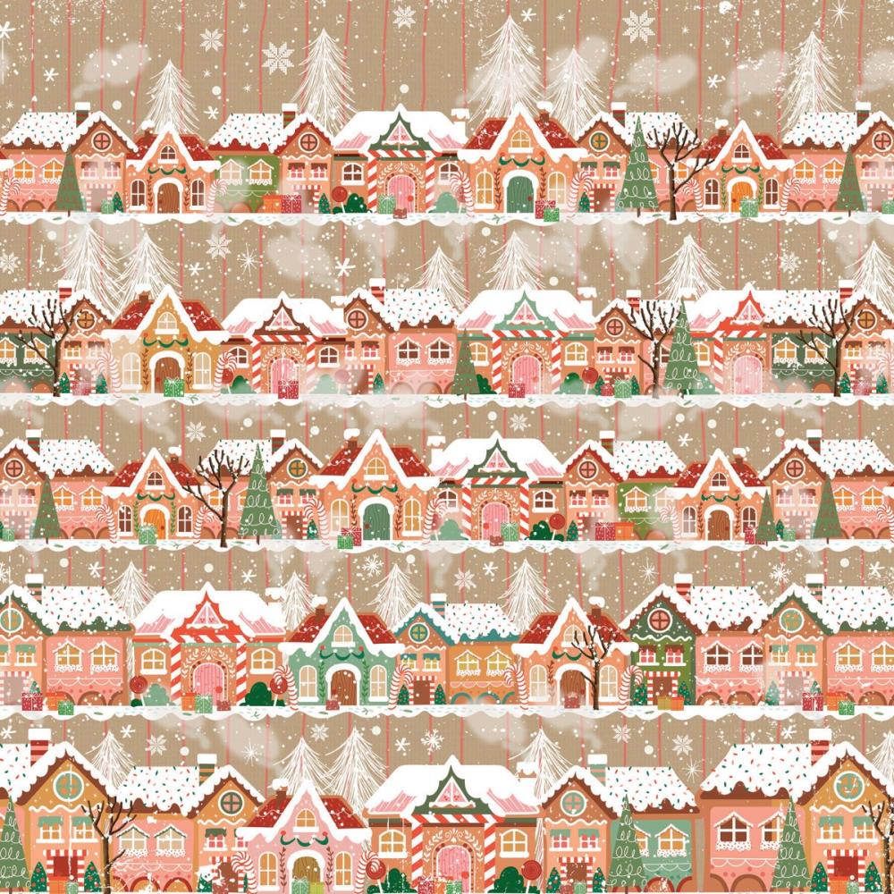 Crafter's Companion Christmas Cheer 12 x 12 Paper Pad cc-pad12-chch Detailed Product View Rows of Holiday Houses