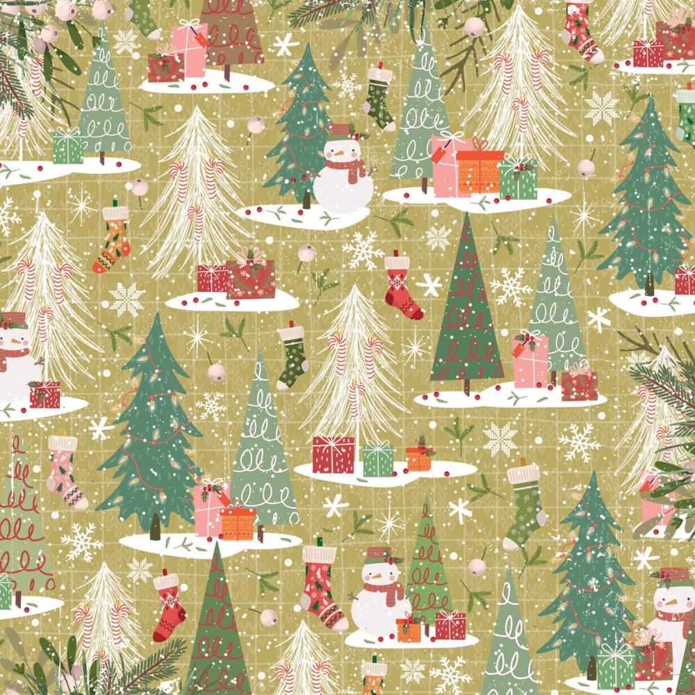 Crafter's Companion Christmas Cheer 12 x 12 Paper Pad cc-pad12-chch Detailed Product View Retro Design Christmas Trees and Snowmen