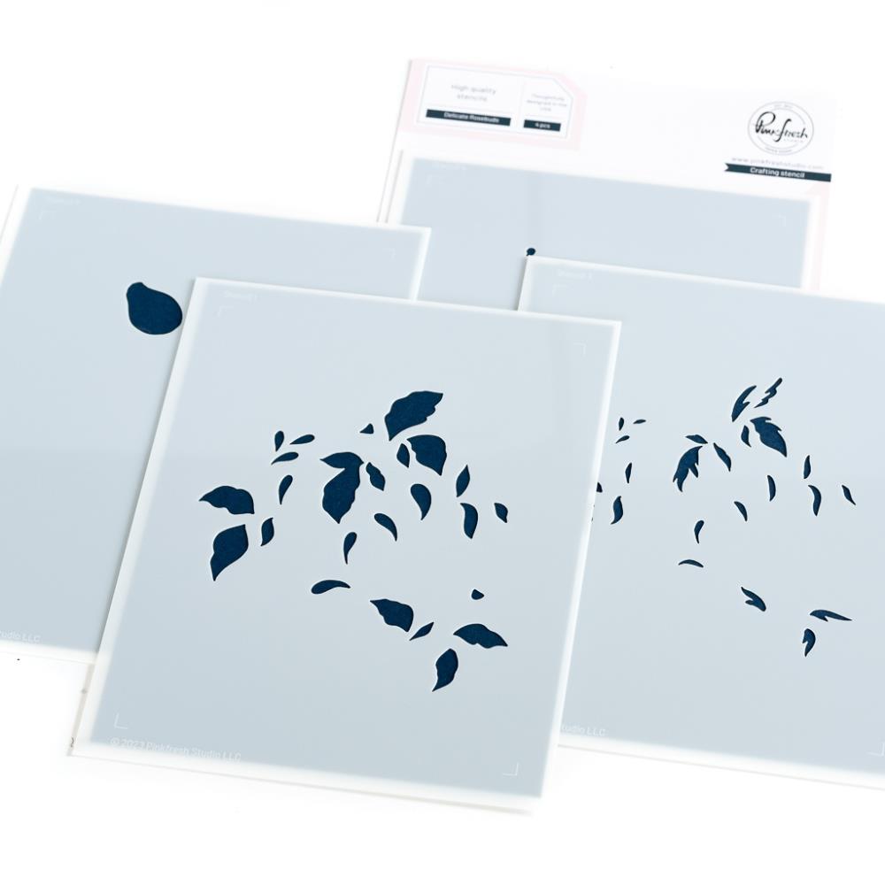 Pinkfresh Studio Delicate Rosebuds Stencil Set Pinkfresh Studio Delicate Rosebuds Stencil Set