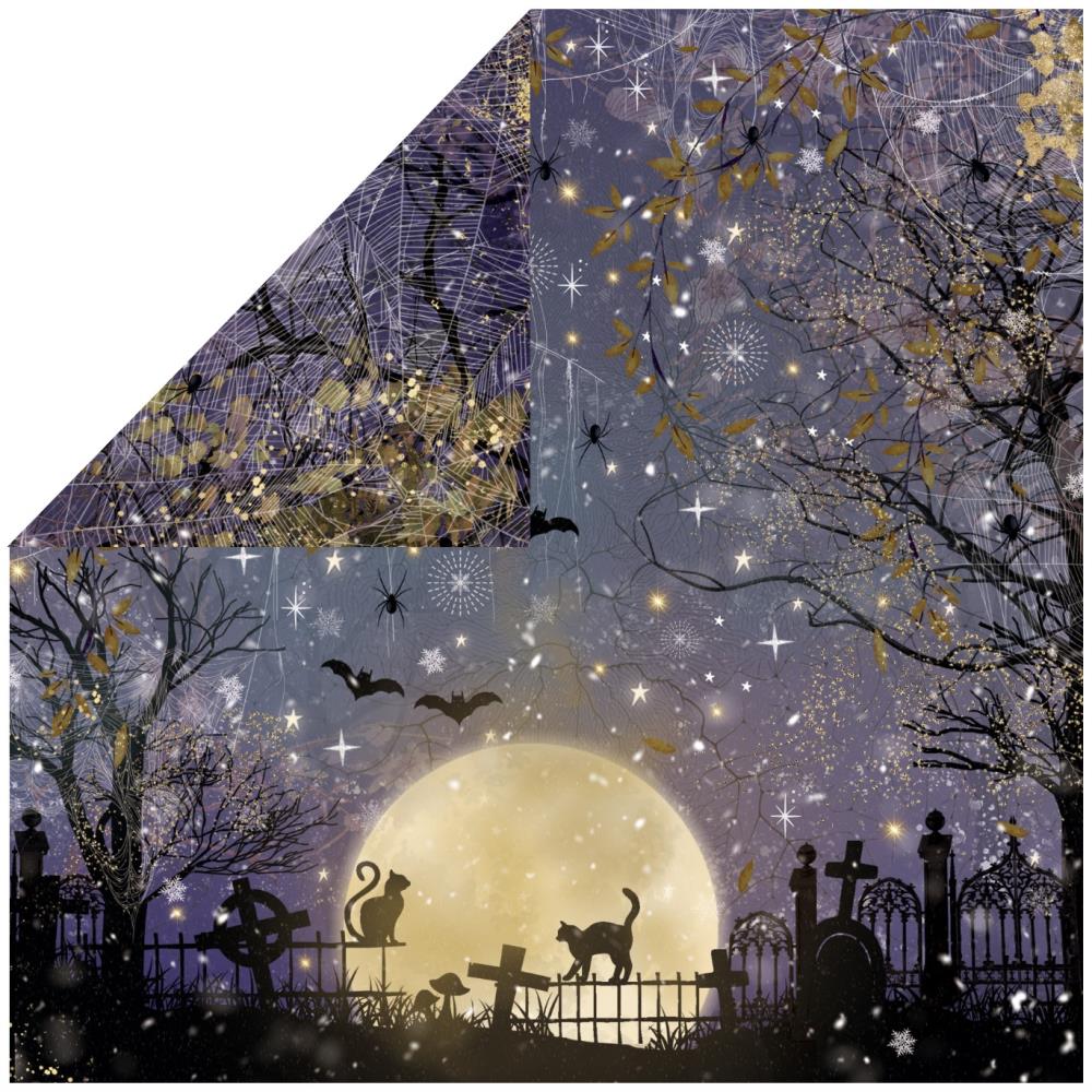 Crafter's Companion All Hallows Eve 6 x 6 Paper Pad des-ahe-pad6 Cats in Graveyard Scene