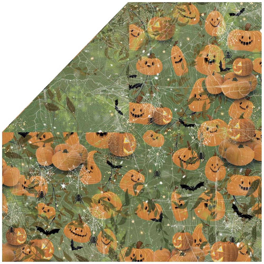 Crafter's Companion All Hallows Eve 6 x 6 Paper Pad des-ahe-pad6 Pumpkins, Bats, and Spiders Scene
