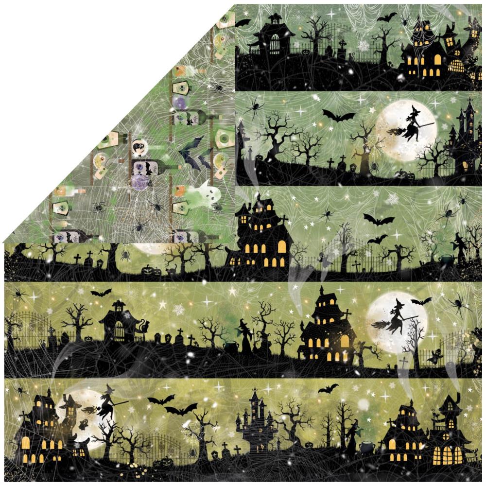 Crafter's Companion All Hallows Eve 6 x 6 Paper Pad des-ahe-pad6 Haunted Buildings and Witches Scene