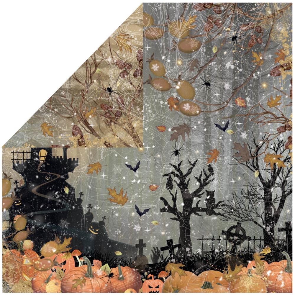 Crafter's Companion All Hallows Eve 6 x 6 Paper Pad des-ahe-pad6 Scary Pumpkin Patch Graveyard Scene