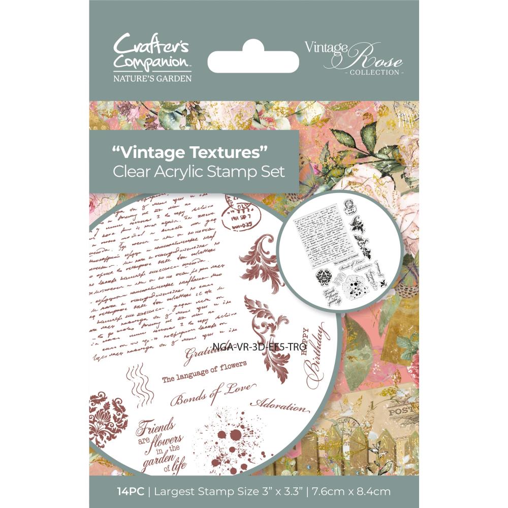 Crafter's Companion Vintage Textures Clear Stamps nga-vr-ca-st-vte