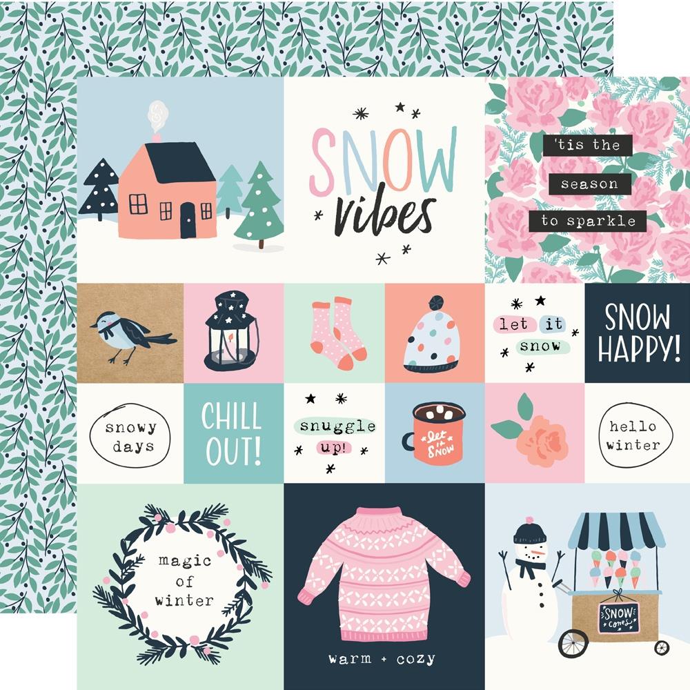 Simple Stories Winter Wonder 12 x 12 Collection Kit 21200 2X2 And 4X4 Elements
