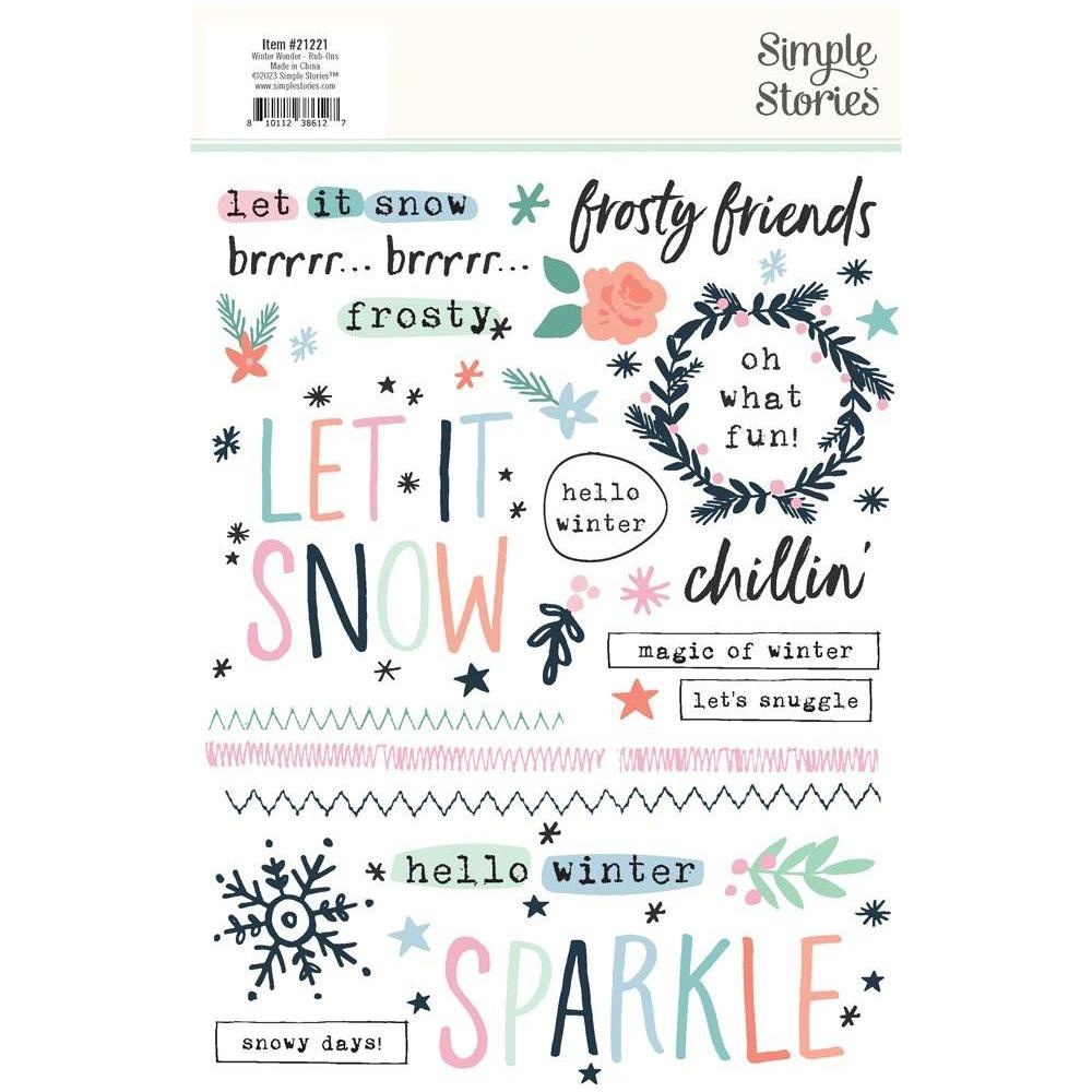 Simple Stories Winter Wonder Rub Ons 21221 Back Of Packaging View
