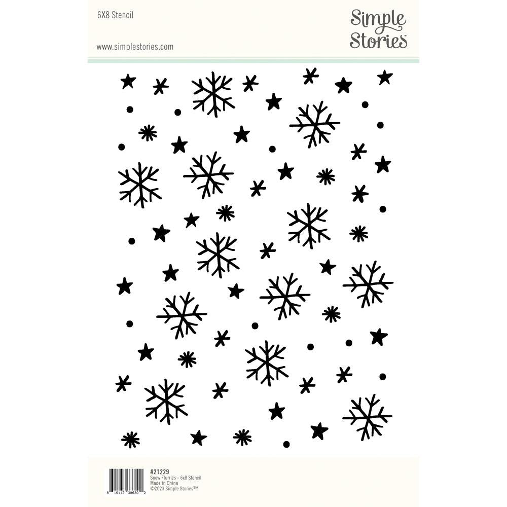 Simple Stories Snow Flurries 6 x 8 Stencil 21229 Back Of Packaging View