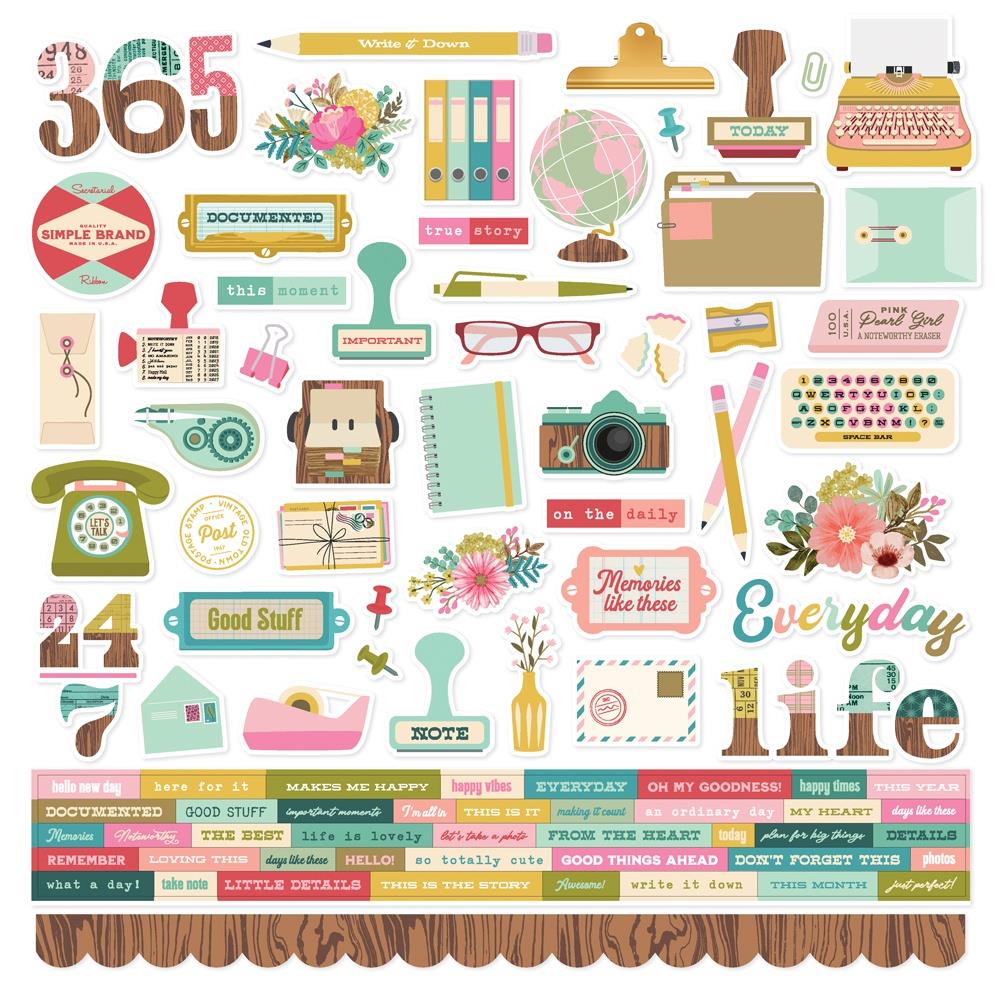 Simple Stories Noteworthy 12 x 12 Collector's Essential Kit 21301 Cardstock Stickers