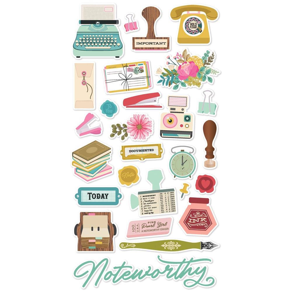 Simple Stories Noteworthy 12 x 12 Collector's Essential Kit 21301 Chipboard Stickers