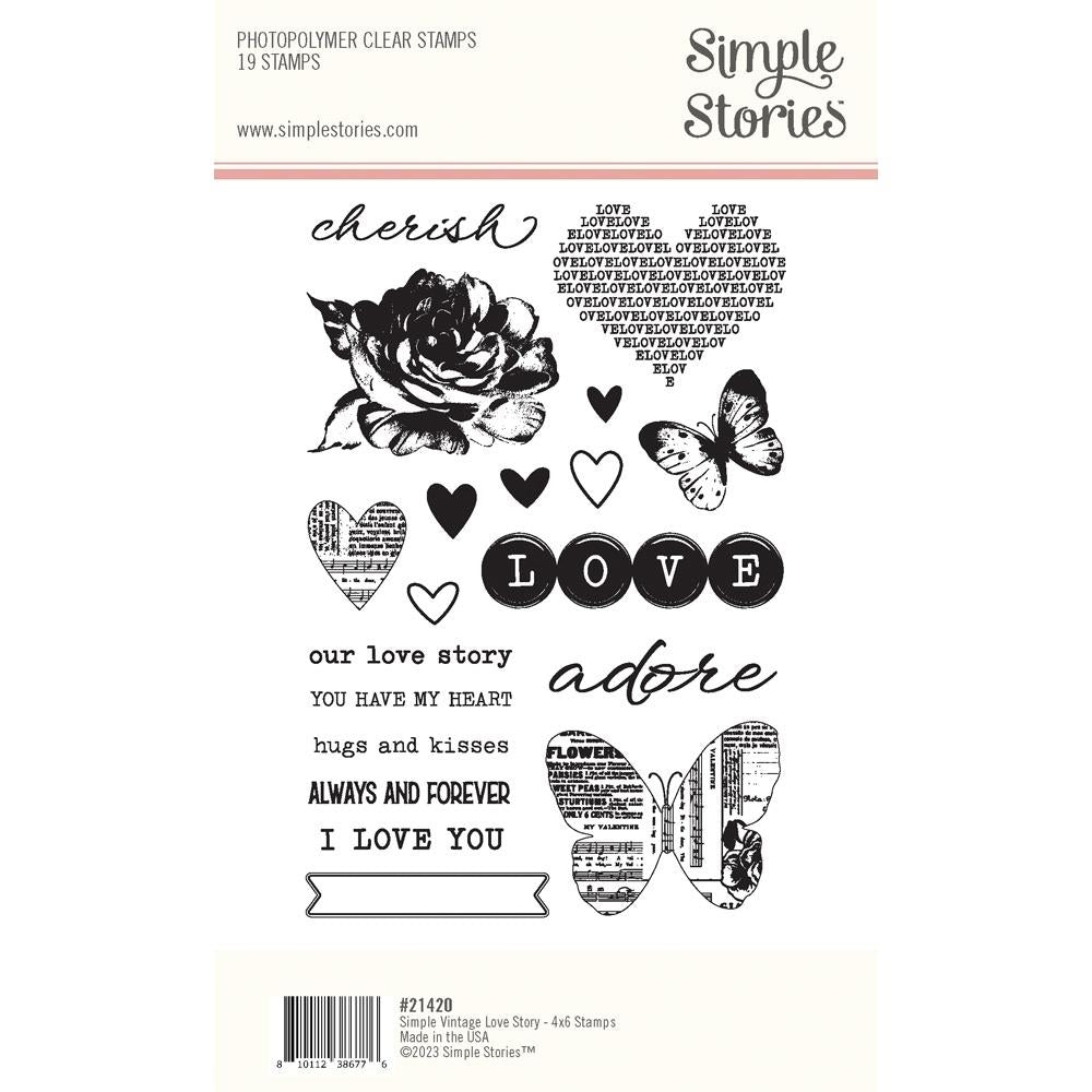 Simple Stories Vintage Love Story Clear Stamps 21420 Packaging View