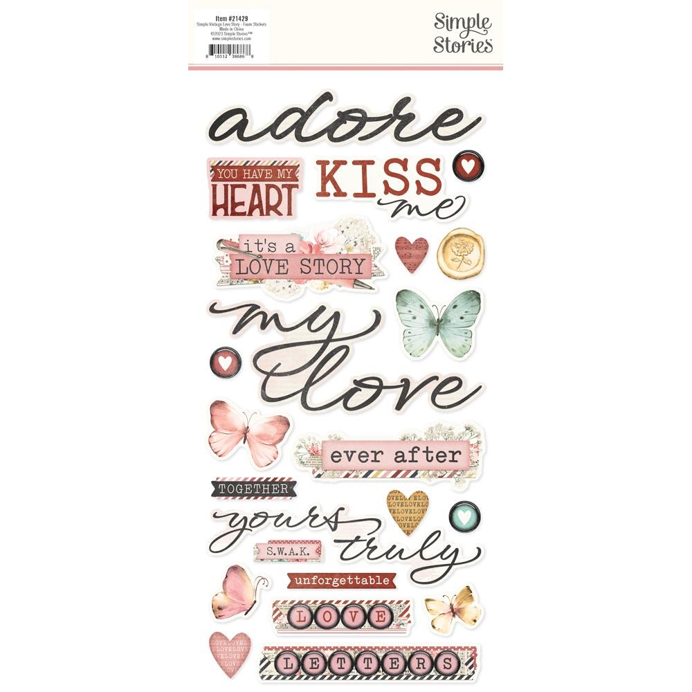 Simple Stories Vintage Love Story Foam Stickers 21429 – Simon Says Stamp