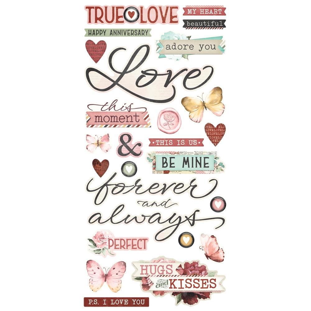 Simple Stories Vintage Love Story Foam Stickers 21429 Detailed Product View