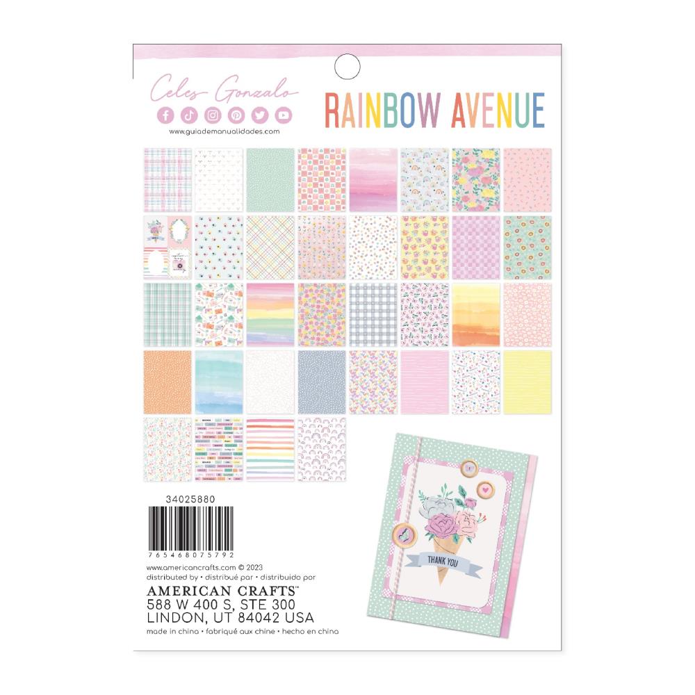 American Crafts Celes Gonzalo Rainbow Avenue 6 x 8 Paper Pad 34025880 back