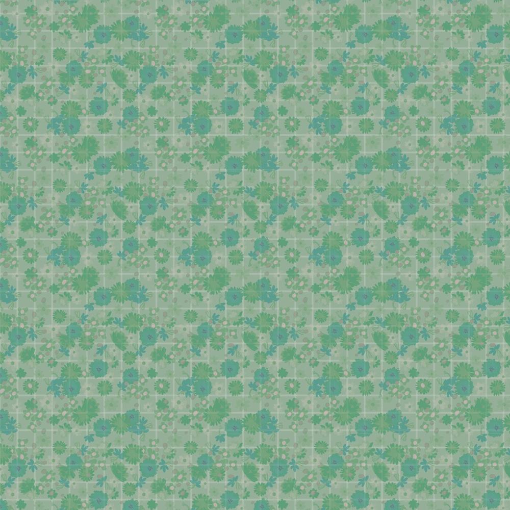 Crafter's Companion Ditsy Floral 12 x 12 Paper Pad cc-pad12-difl Green Grid Flowers