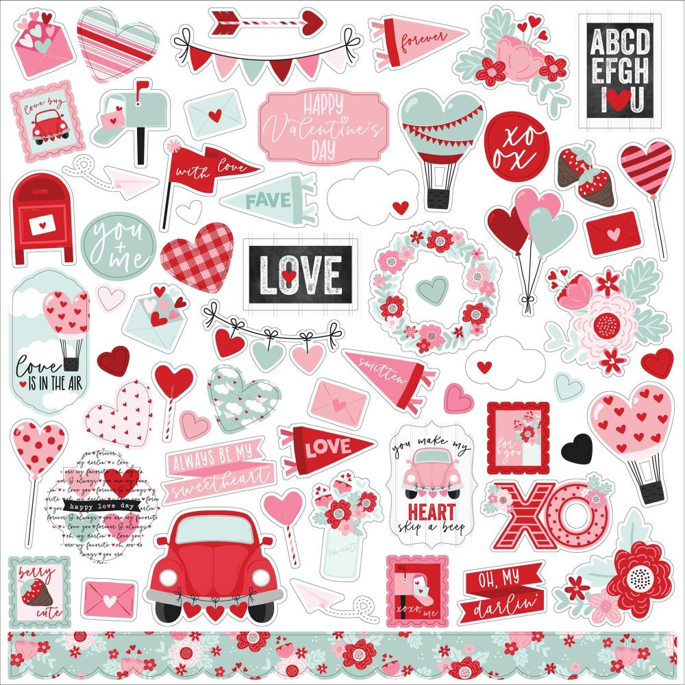 Echo Park Love Notes 12 x 12 Collection Kit ln344016 Sticker Sheet