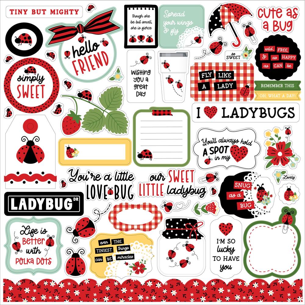 Echo Park Little Ladybug 12 x 12 Collection Kit llb347016 Cardstock Stickers