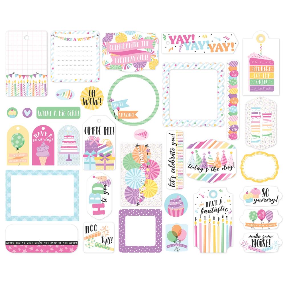 Echo Park Make A Wish Birthday Girl Frames And Tags Ephemera mwg349025 Detailed Product View