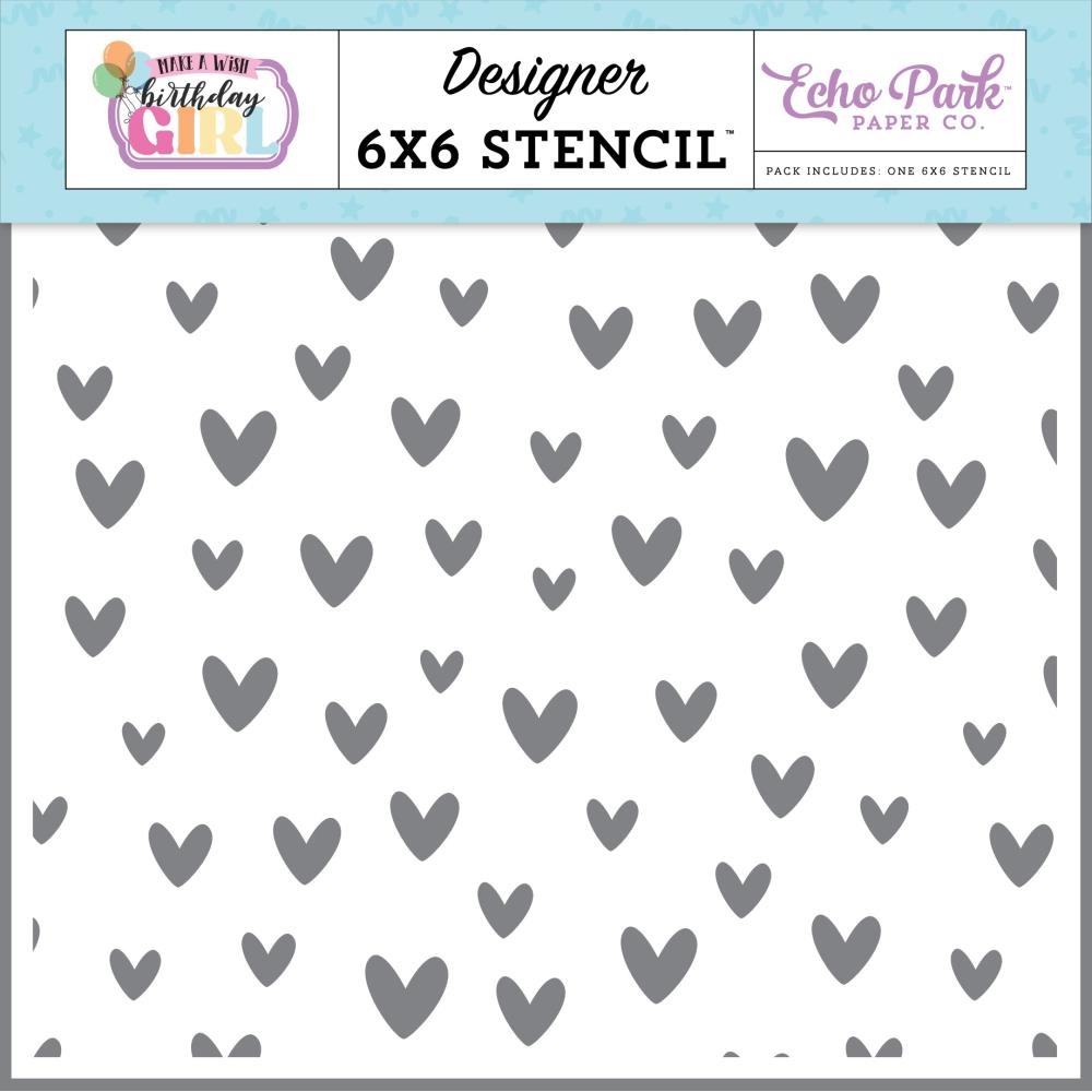 Echo Park Birthday Love Hearts 6 x 6 Stencil mwg349034