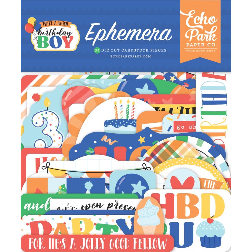 Echo Park Make A Wish Birthday Boy Ephemera mwb348024
