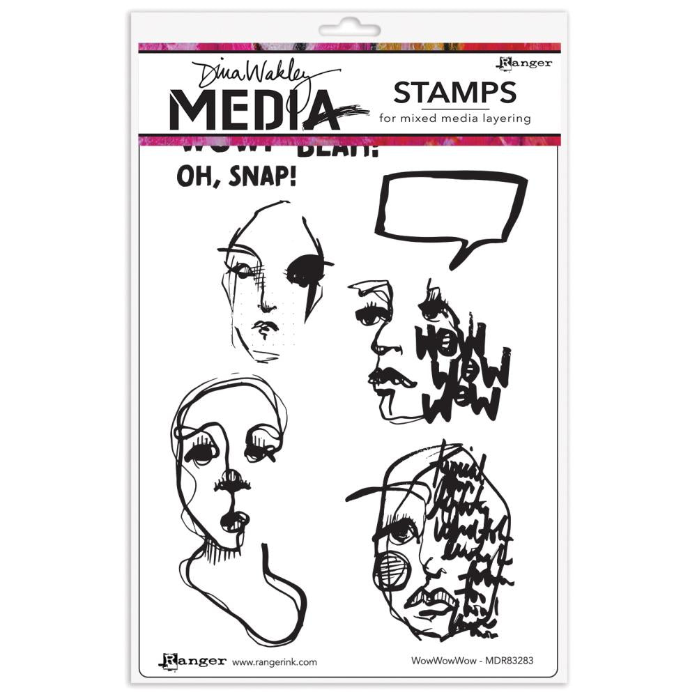 Dina Wakley Wow Wow Wow Media Cling Rubber Stamps mdr83283