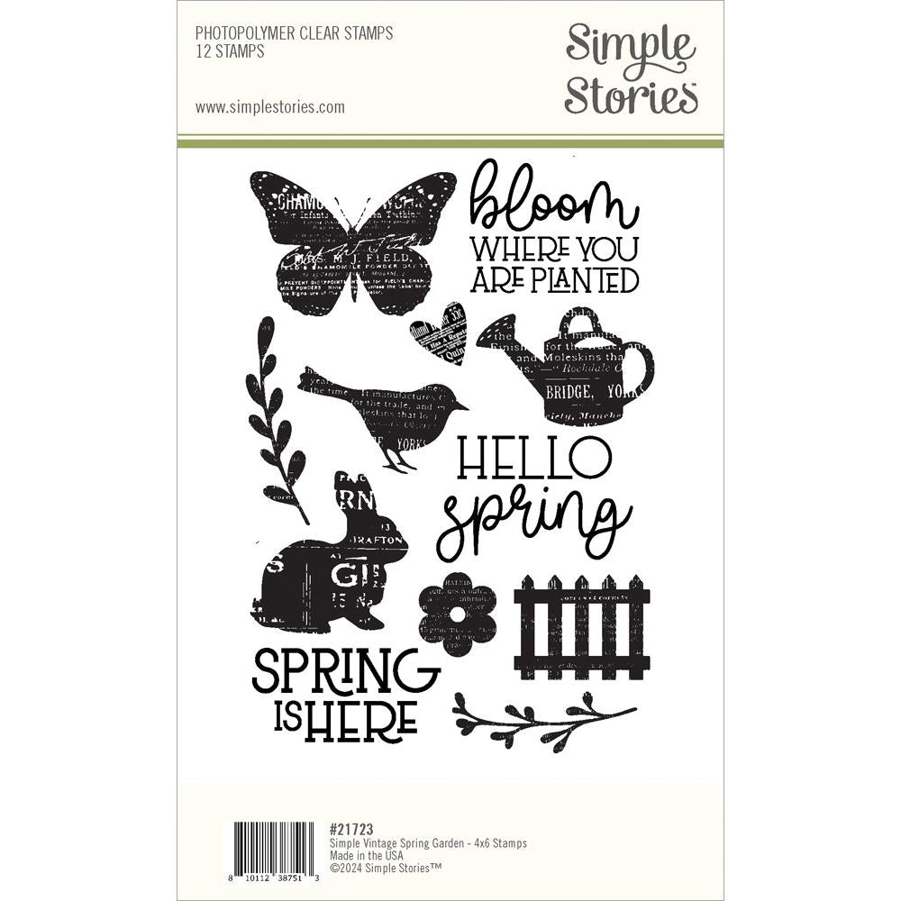 Simple Stories Vintage Spring Garden Clear Stamps 21723 Back Of Packaging View