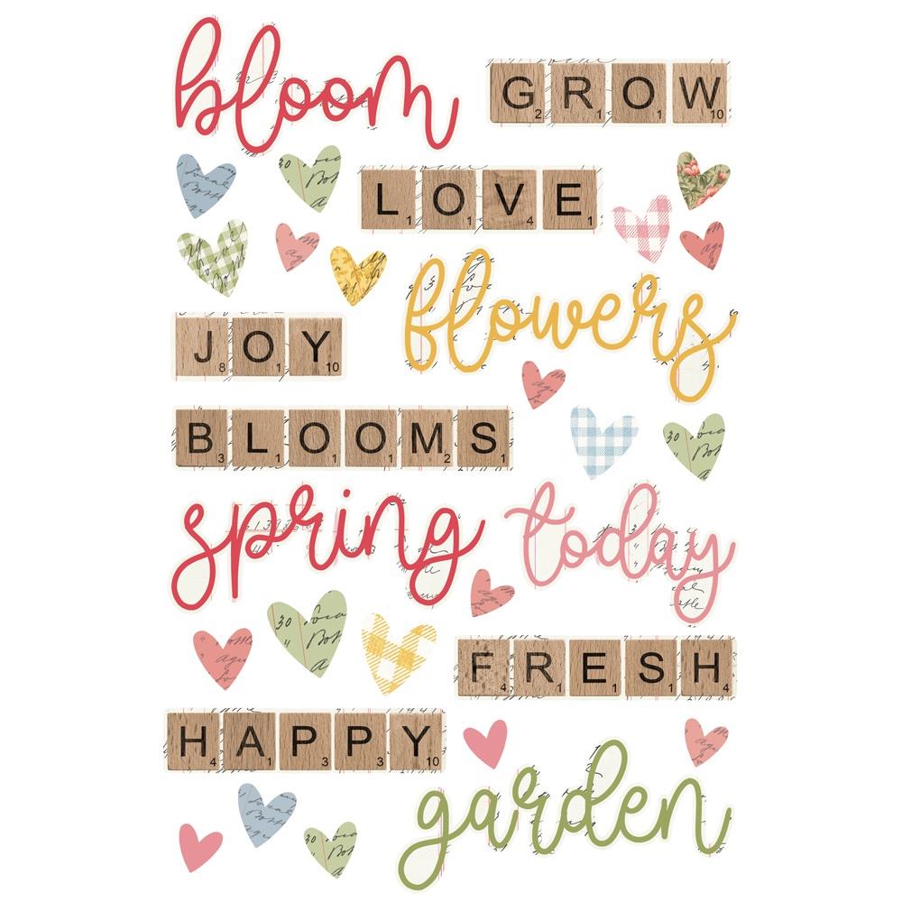Simple Stories Vintage Spring Garden Sticker Book 21728 Scrabble Phrases