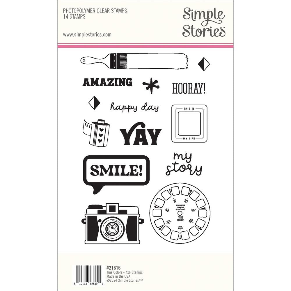 Simple Stories True Colors Clear Stamps 21816 Back Of Packaging View