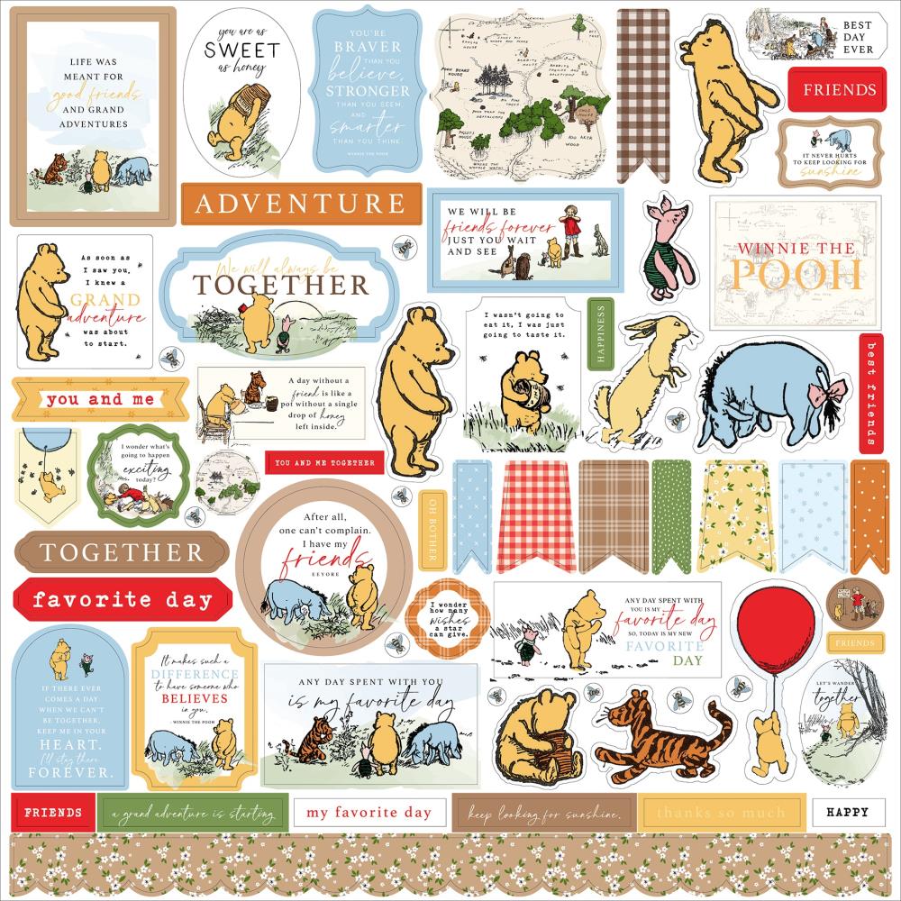 Echo Park Winnie The Pooh 12 x 12 Collection Kit wtp363016 Cardstock Stickers