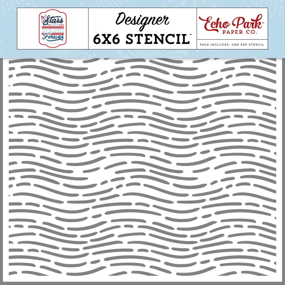 Echo Park Waving Lines 6 x 6 Stencil ssf369034