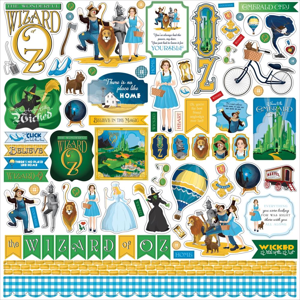 Carta Bella Wizard Of Oz 12 x 12 Collection Kit cbwo356016 Cardstock Stickers