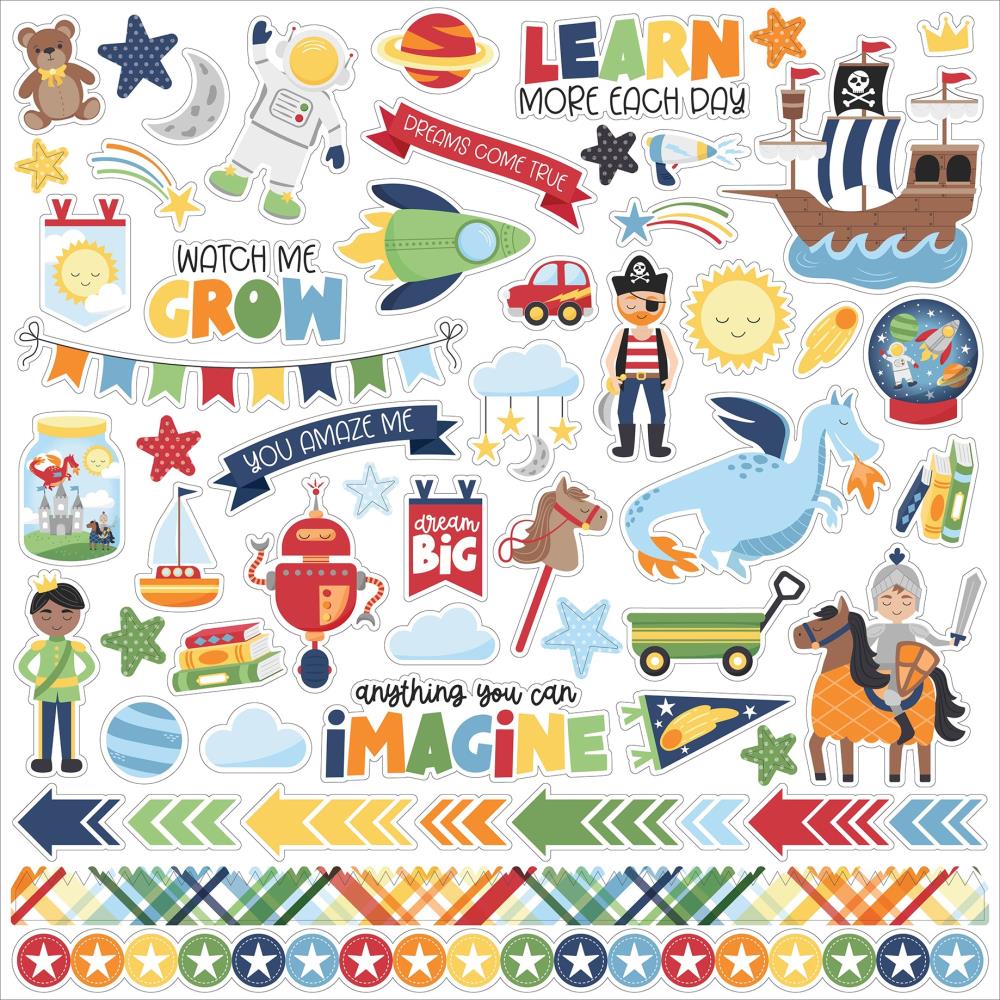 Echo Park My Little Boy 12 x 12 Collection Kit mlb357016 Cardstock Stickers