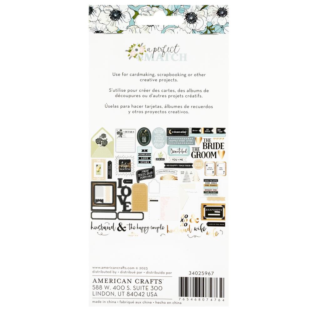American Crafts A Perfect Match Journaling Ephemera Pack 34025967 back