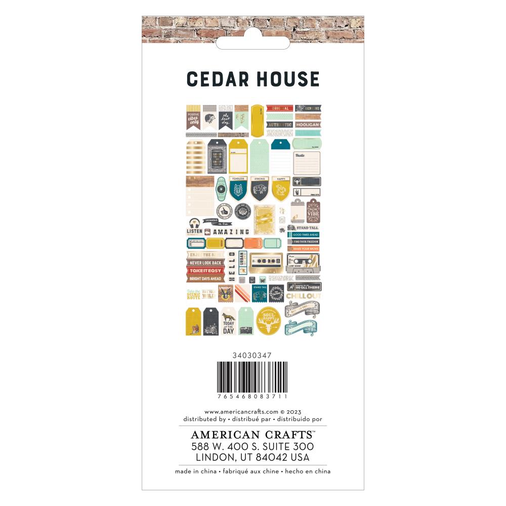 American Crafts Cedar House Journaling Ephemera Pack 34030347 back