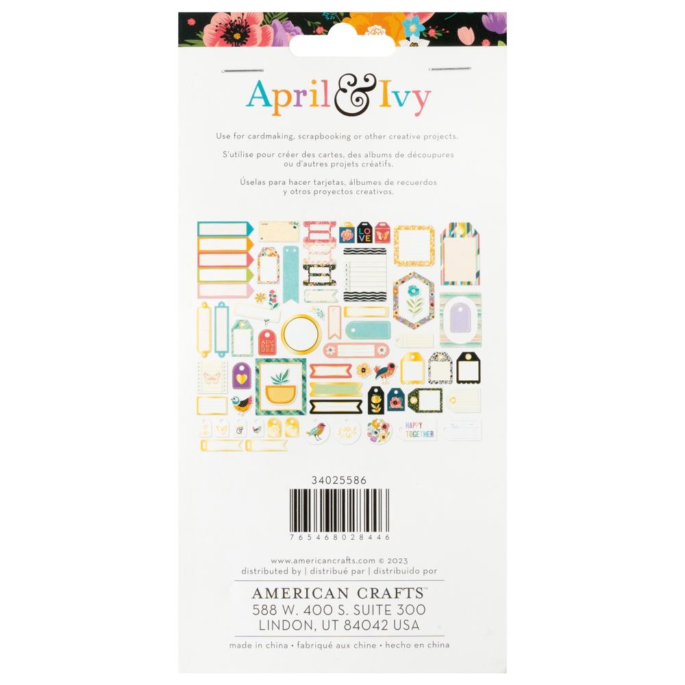 American Crafts April and Ivy Journaling Ephemera Pack 34025586 back